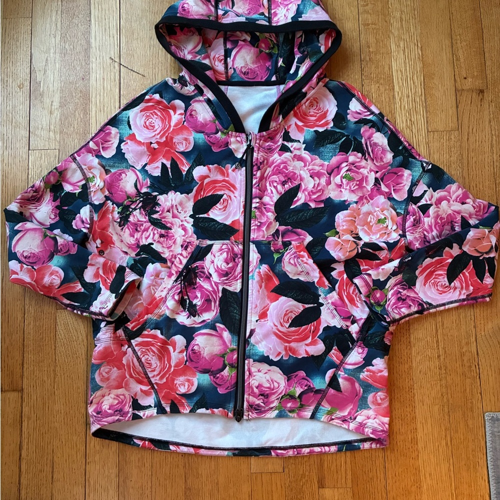 Lululemon Hold Your Om Hoodie jacket in the "Secret Garden" floral print